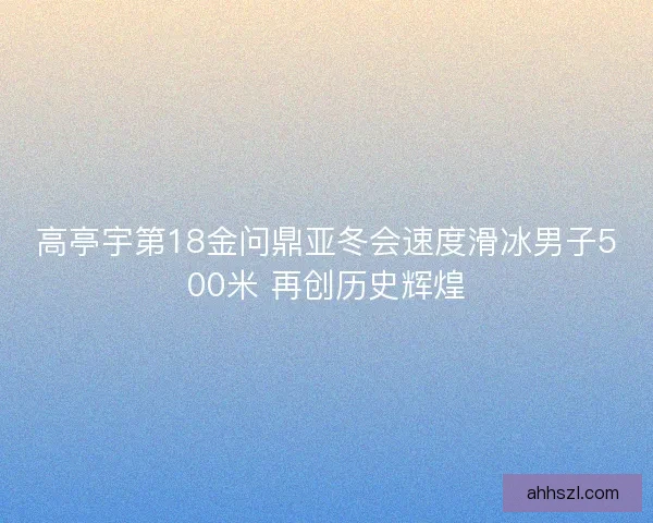 高亭宇第18金问鼎亚冬会速度滑冰男子500米 再创历史辉煌